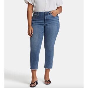 NYDJ Sheri Slim Ankle Jeans with Raw Hems Plus Size 24W Light Wash Stretchy